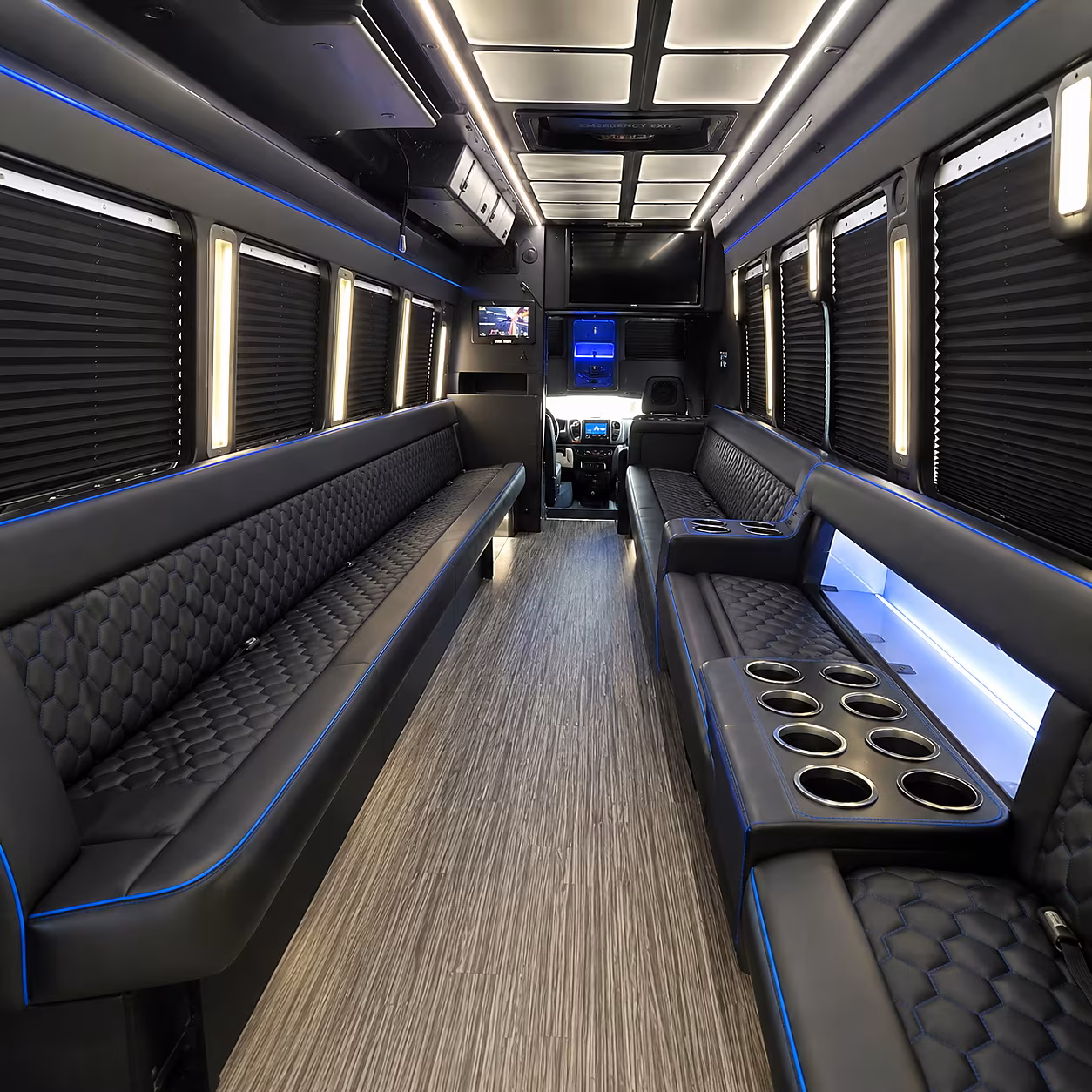Baton Rouge Wedding Transportation party bus interior