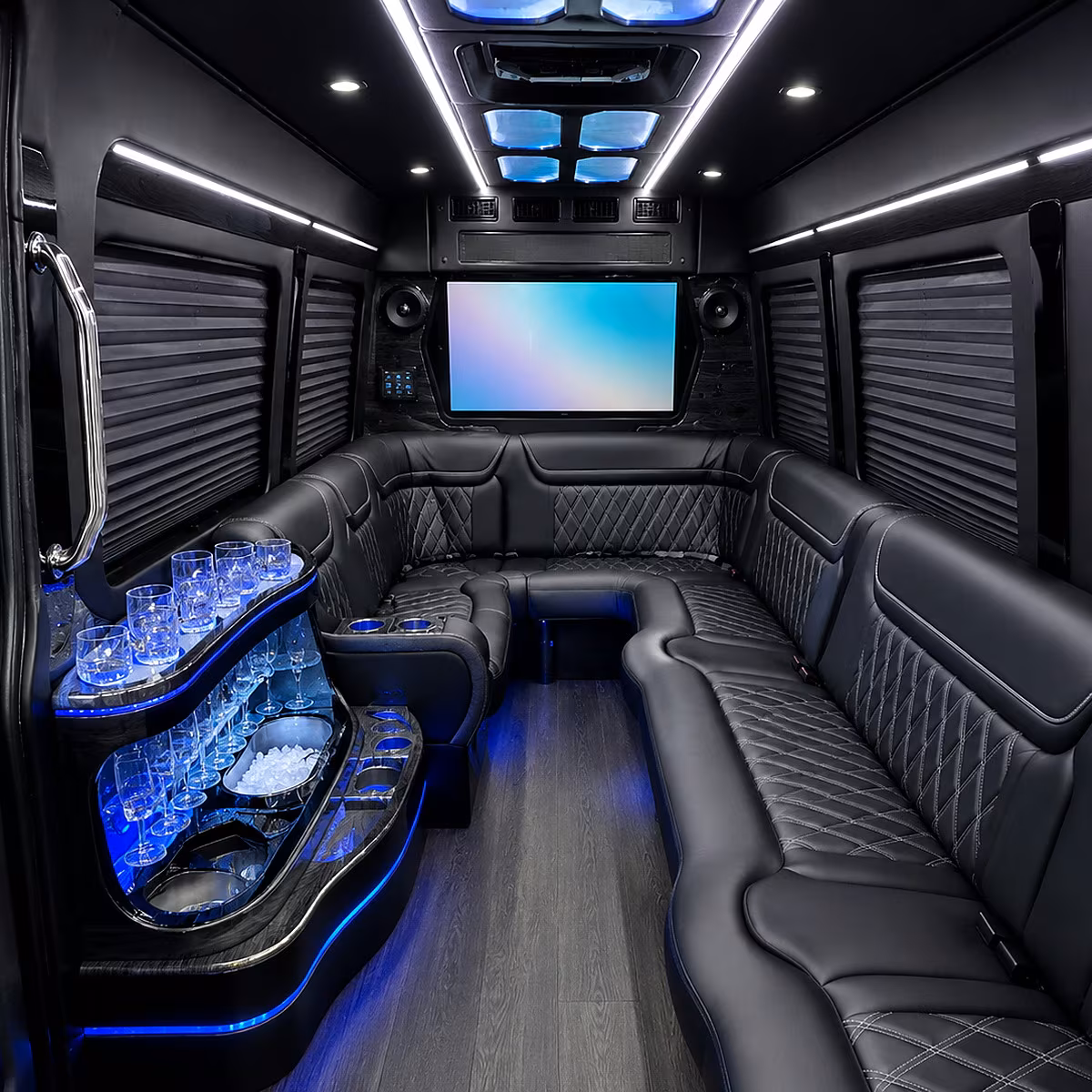 Baton Rouge Wedding Transportation party bus interior