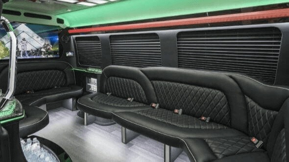 Interior of Charter Bus Company Metairie's 14 Passenger Sprinter Limousine in Metairie