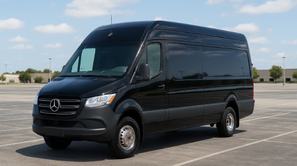 Exterior of Charter Bus Company Pasadena's 14 Passenger Sprinter Limousine in Pasadena