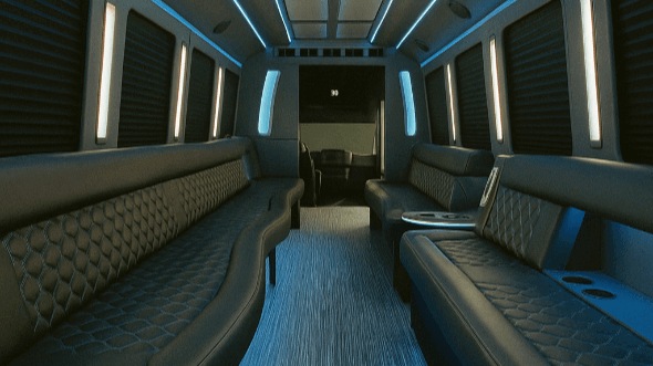 Interior of Charter Bus Company Mobile's 20 Passenger Party Bus in Mobile