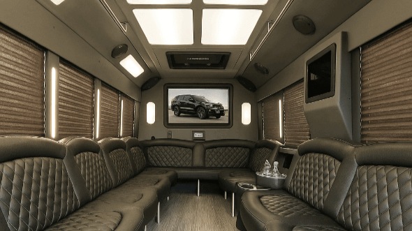 Interior of Charter Bus Company Houston's 30 Passenger Party Bus in Houston