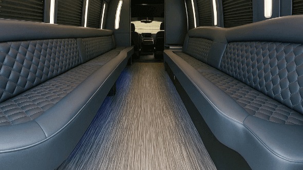 Interior of Charter Bus Company Pasadena's 30 Passenger Party Bus in Pasadena