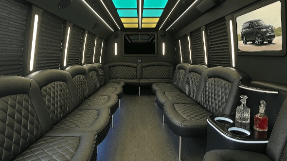 Interior of Charter Bus Company Shreveport's 30 Passenger Party Bus in Shreveport