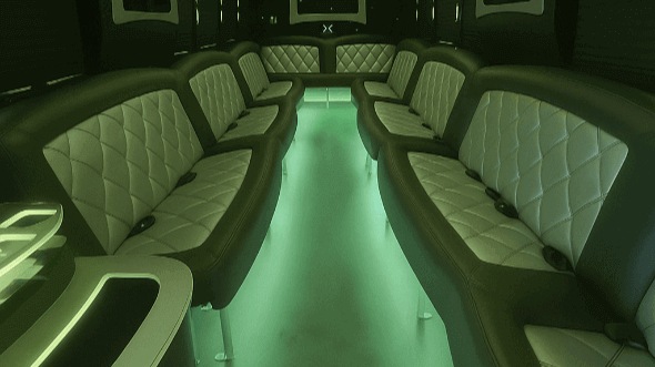 Interior of Charter Bus Company Lafayette's 40 Passenger Party Bus in Lafayette