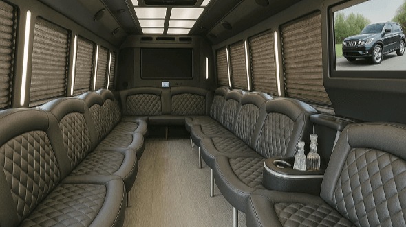 Interior of Charter Bus Company Shreveport's 40 Passenger Party Bus in Shreveport