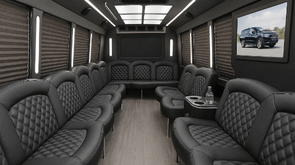 Interior of Charter Bus Company Houston's 50 Passenger Party Bus in Houston