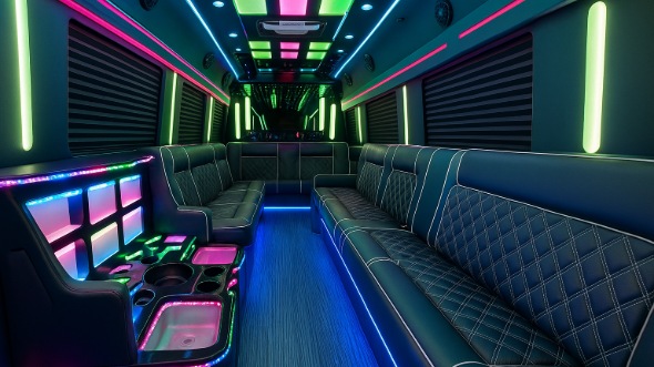 Interior of Charter Bus Company Kenner's 50 Passenger Party Bus in Kenner