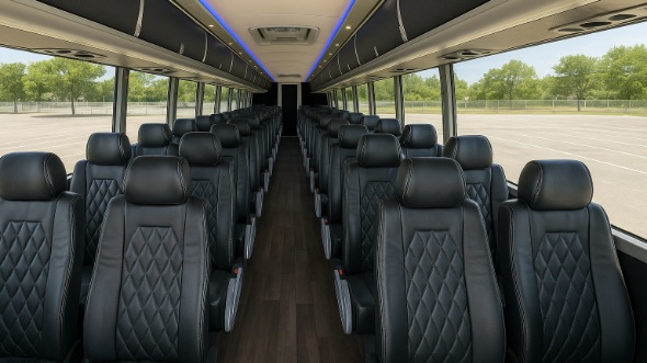 Interior of Charter Bus Company Baton Rouge's 54 Passenger Charter Bus in Baton Rouge