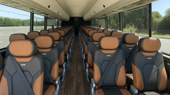 Interior of Charter Bus Company Baton Rouge's 56 Passenger Charter Bus in Baton Rouge